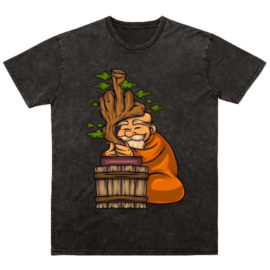 Miniature Trees Bonsai Middle Finger Mineral Wash T Shirts