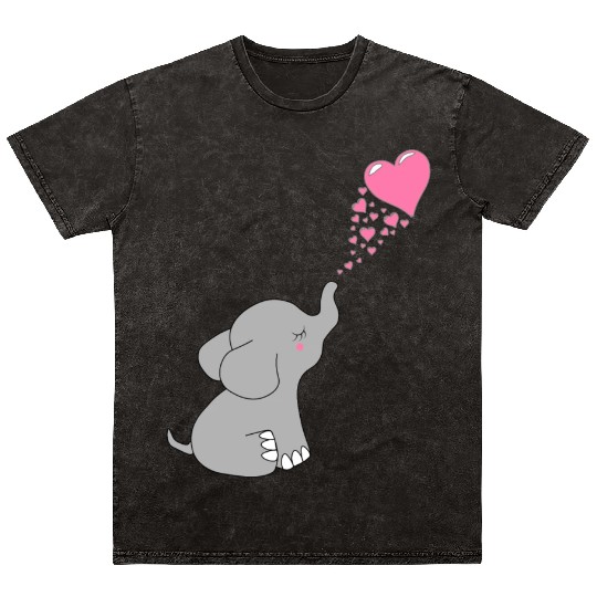 Grey Elephant with love Mineral Wash T Shirts