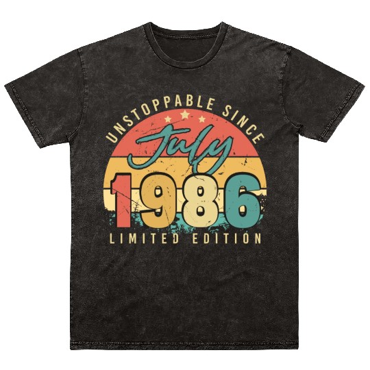 Building Year 1986 In July Mineral Wash T Shirts