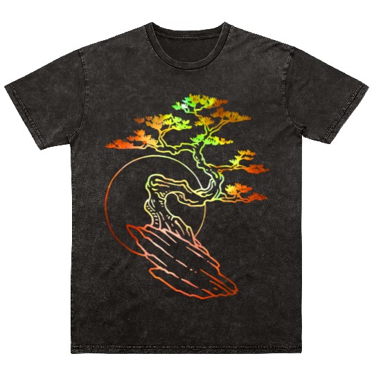 Bonsai Japanese Abstract Artistic Art Gift Idea Mineral Wash T Shirts