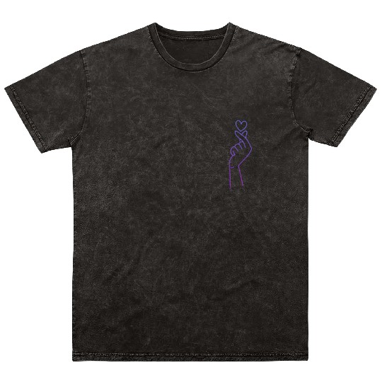 Finger Heart Pocket K-Pop K-Drama Mineral Wash T Shirts