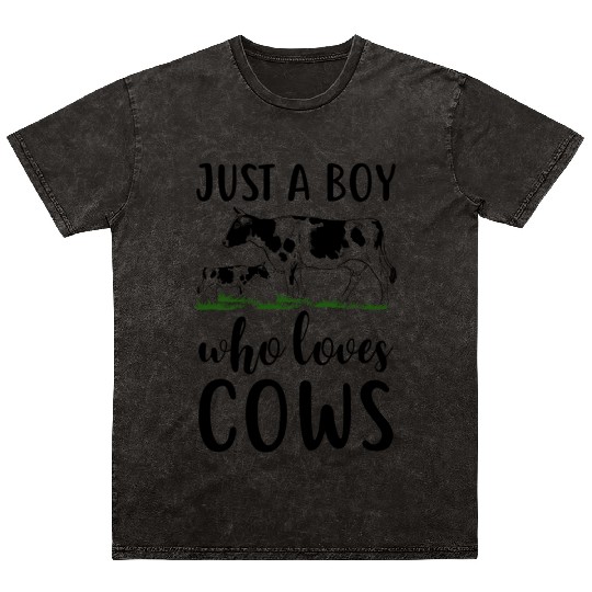 Just A Boy Who Loves Cows Mineral Wash T Shirts