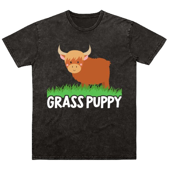 Grass Puppy Highland Farmer Cow Whisperer Farm Mineral Wash T Shirts