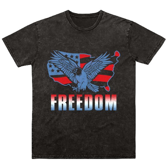 Freedom American America Eagle USA 4th Of July Mineral Wash T Shirts