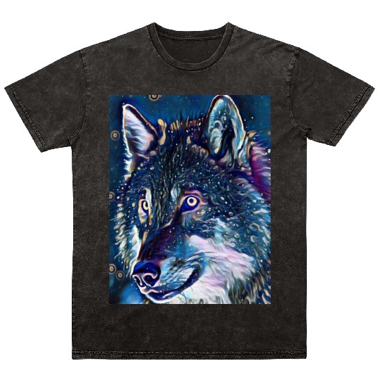 Cut Out Sticker Of Wolf In Midnight Mineral Wash T Shirts