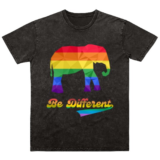 Gay Pride Elephant LGBTQ Rainbow Flag Mineral Wash T Shirts