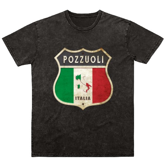 Pozzuoli Italy coat of arms flags design Mineral Wash T Shirts