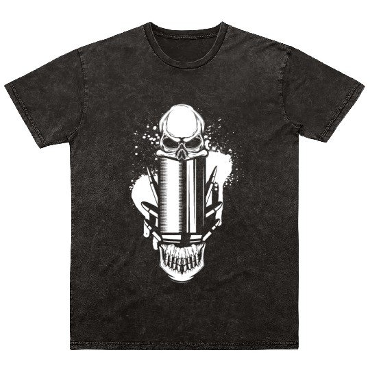 Bullets and Skull Roses Aesthetic Dripping Pattern Mineral Wash T Shirts