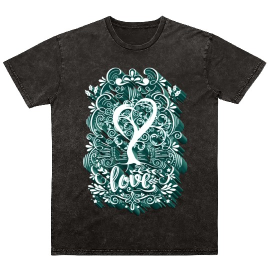 Love - Elf Tree (Heart Version) Mineral Wash T Shirts