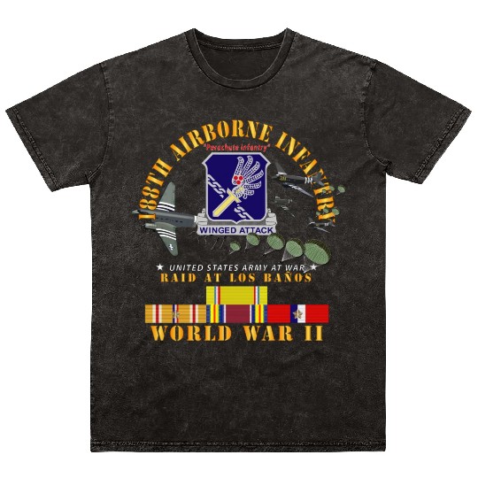 Army 188th Airborne Infantry Raid at Los Baños W J Mineral Wash T Shirts