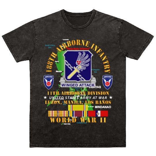 Army 188th Airborne Infantry The Philippines WWII Mineral Wash T Shirts