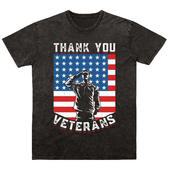 Veterans Day Patriotic Soldiers American Flag US Mineral Wash T Shirts