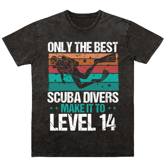 14 Scuba Diving Level 14 Year Diver Snorkeling Mineral Wash T Shirts