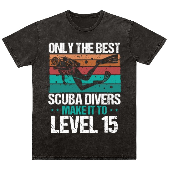 15 Scuba Diving Level 15 Year Diver Snorkeling Mineral Wash T Shirts