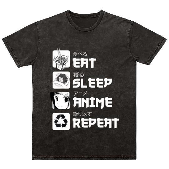 Awesome Anime Eat Sleep Anime Repeat Teenager Mineral Wash T Shirts