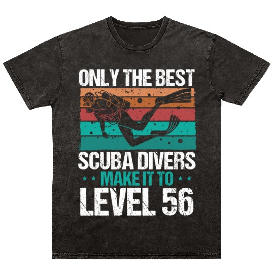 56 Scuba Diving Level 56 Year Diver Snorkeling Mineral Wash T Shirts