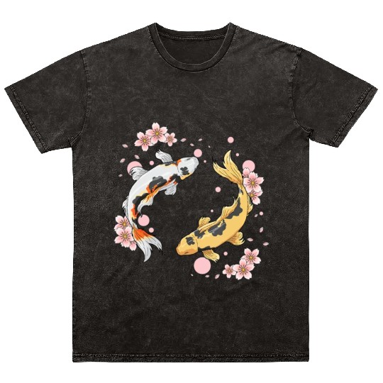 Japanese Koi Fish Carp Pond Japan Tattoo For Koi Mineral Wash T Shirts