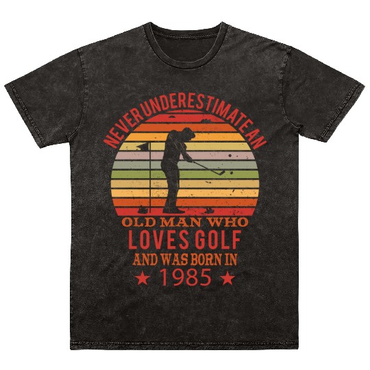 Golfing Golfplayers Vintage 1985 Birthday Mineral Wash T Shirts