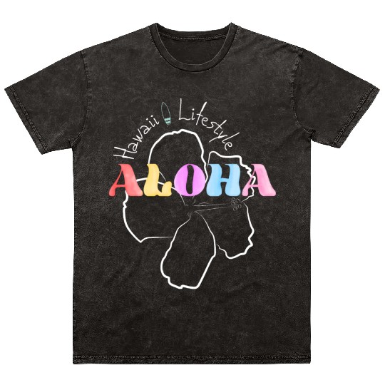 Aloha Flower Surfing and Lifestyle Mineral Wash T Shirts