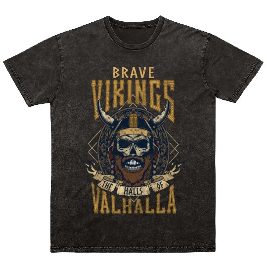 Vikings Warrior Nordic Mythology Fighter Mineral Wash T Shirts