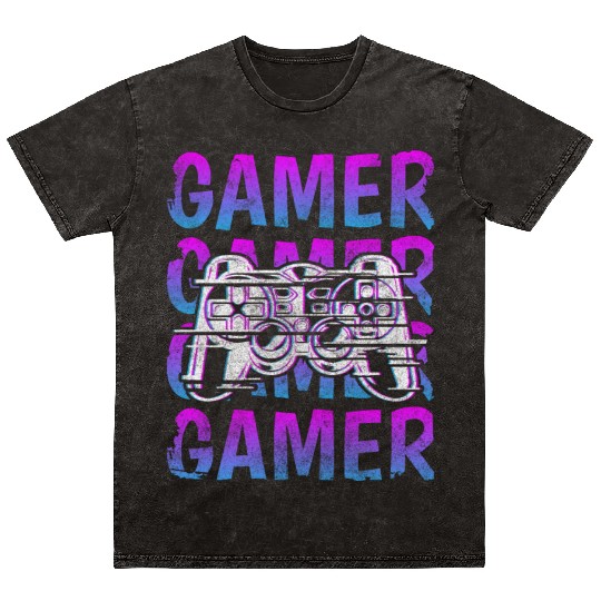 Gaming Nerd Computer Mineral Wash T Shirts