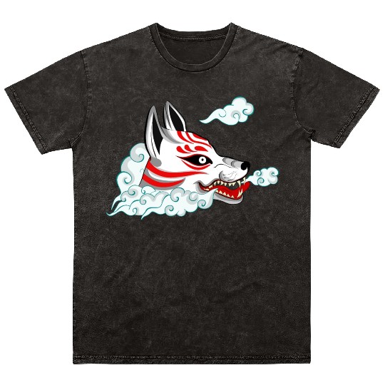 Kitsune Fox Head Mineral Wash T Shirts