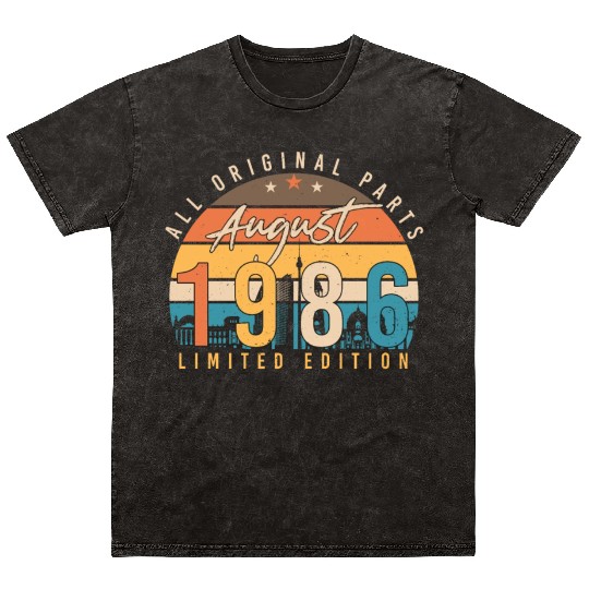 Year Of Construction 1986 In August Mineral Wash T Shirts