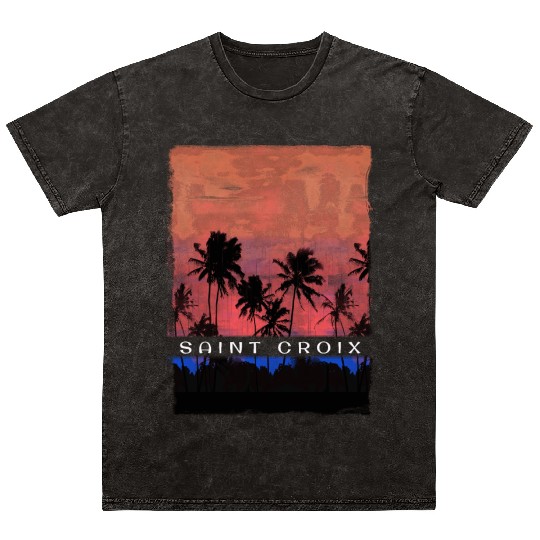 Saint Croix Caribbean Vacation Souvenir Palm Tree Mineral Wash T Shirts
