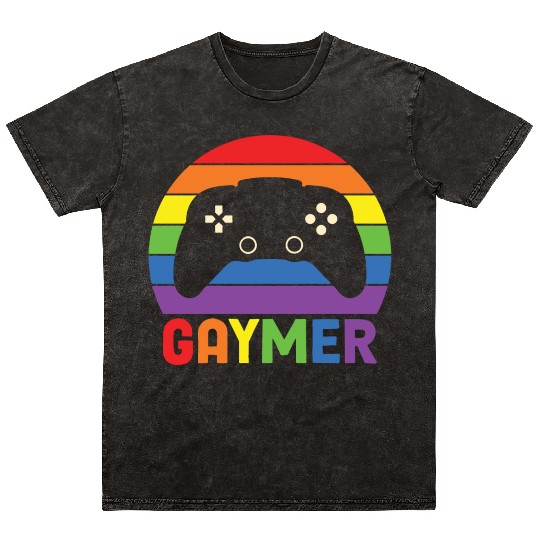 LBGT Flag Gay Pride Human Gaymer Gamer Mineral Wash T Shirts