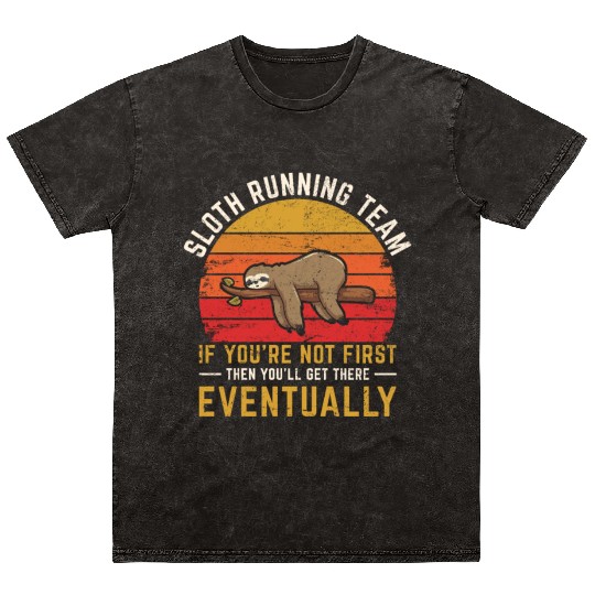 Sloth Running Team Funny Sloth Lovers Lazy Sloths Mineral Wash T Shirts