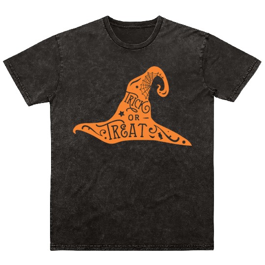 Witch Hat Trick Or Treat Halloween Holiday Mineral Wash T Shirts