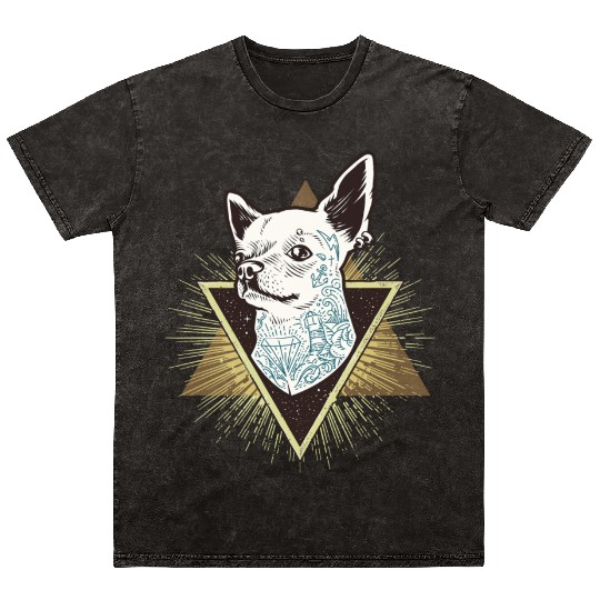 Hipster Chihuahua with Tattoo Mineral Wash T Shirts