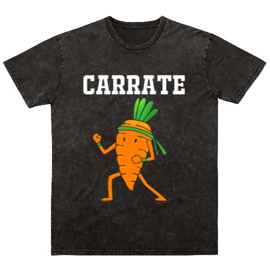 Carrate Funny Vegan Carrot Doing Karate Mineral Wash T Shirts