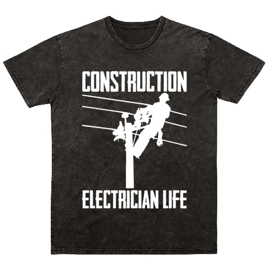 Electrician Electrical Engineer Lineman Mineral Wash T Shirts