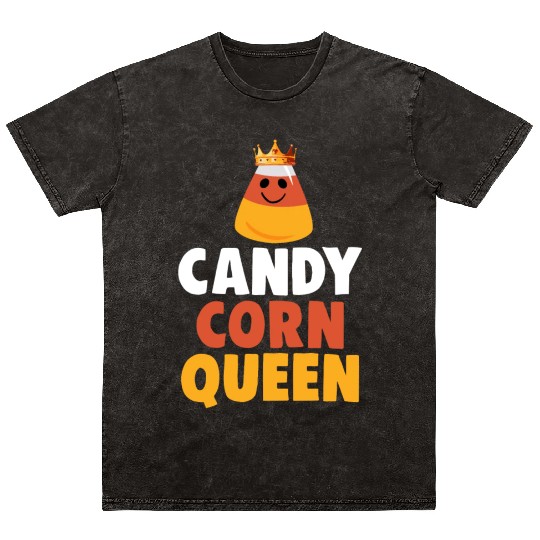 Candy Corn Queen Halloween Trick Or Treat Mineral Wash T Shirts