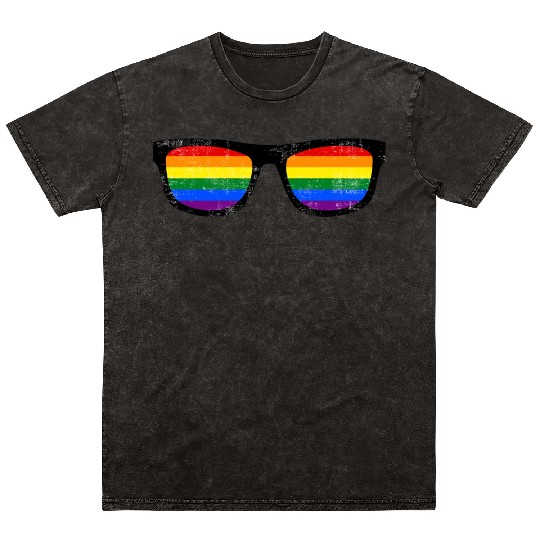 Gay Pride Sunglasses Mineral Wash T Shirts
