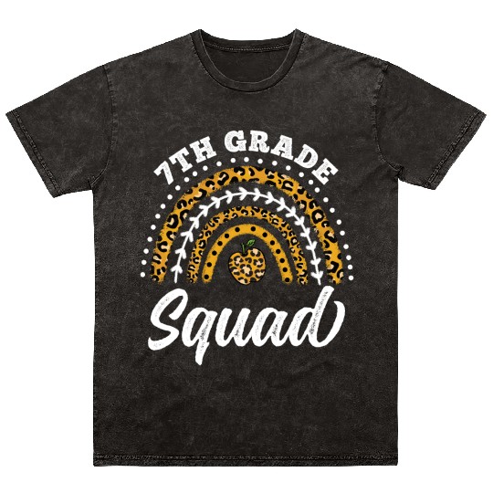 7th Grade Squad Leopard Rainbow Back To School Mineral Wash T Shirts