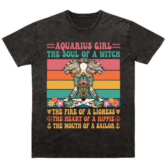 Aquarius Girl Astrology Sign Mineral Wash T Shirts