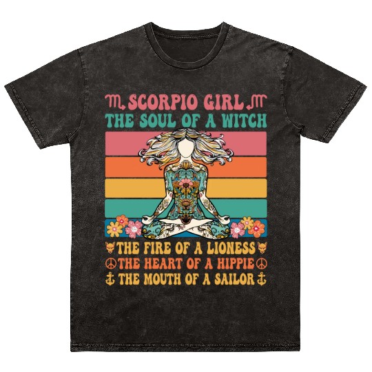 Scorpio Girl Astrology Sign Mineral Wash T Shirts