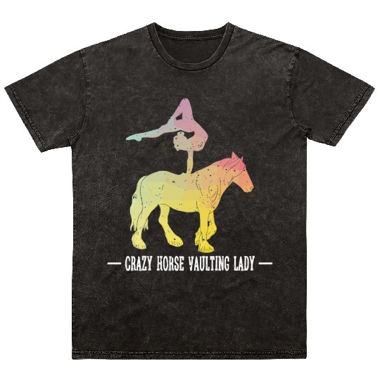 Crazy Horse Vaulting Lady Horseback Vaulting Mineral Wash T Shirts