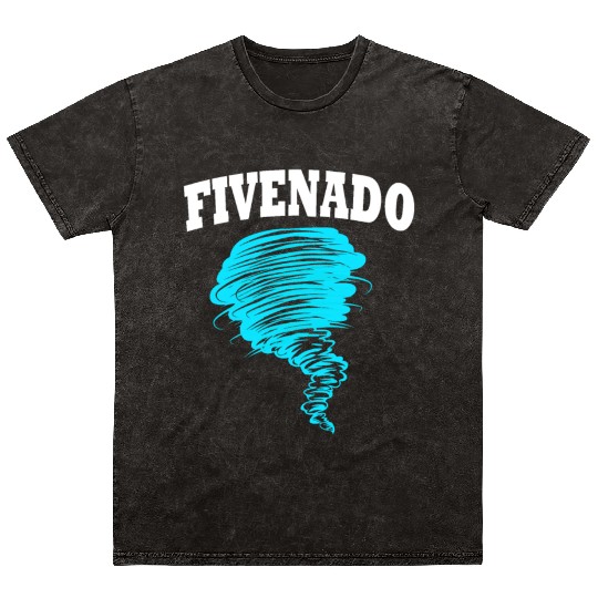 5th Birthday Tornado Fivenado Mineral Wash T Shirts