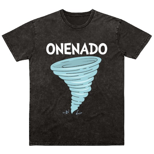 Onenado 1st Birthday Tornado Mineral Wash T Shirts