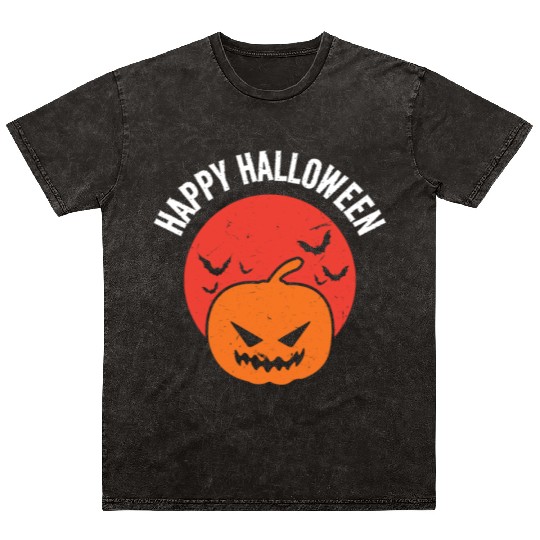 Halloween Trick Or Treat Pumpkin Happy Halloween Mineral Wash T Shirts