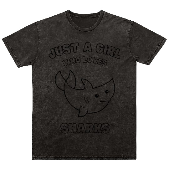 Just a Girl Who Loves Sharks Galaxy Shark Lover Mineral Wash T Shirts
