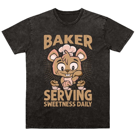 Baker Serving Sweetness Daily - Cakes - Funny - Ba Mineral Wash T Shirts
