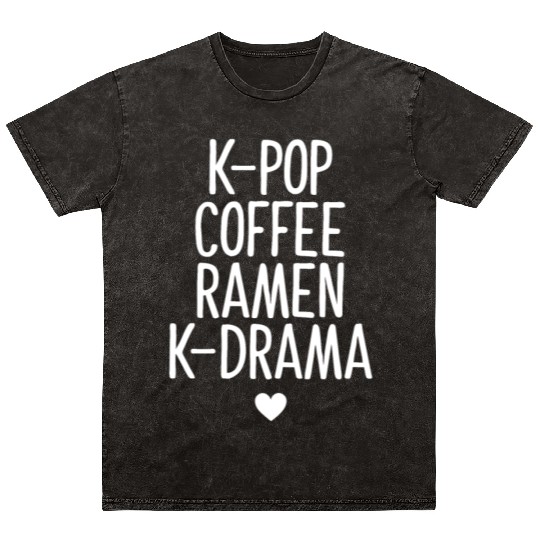 K-Pop Coffee Ramen K-Drama Mineral Wash T Shirts