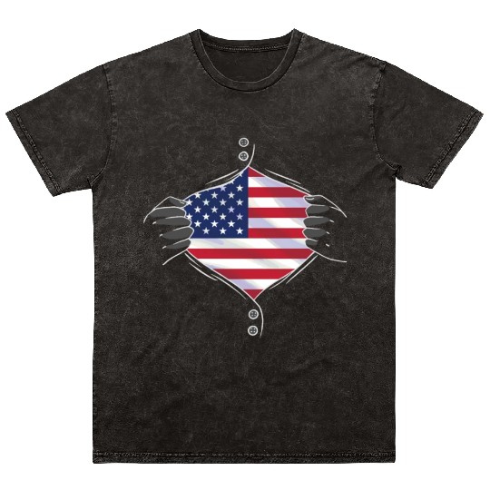 American flag proud Mineral Wash T Shirts