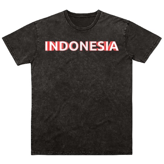 text indonesia red and white color bold style 3d Mineral Wash T Shirts