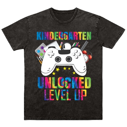Kindergarten Unlocked Level Up BackTo School Mineral Wash T Shirts