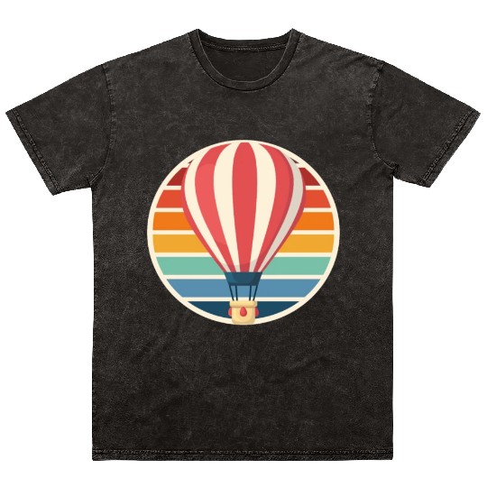 Hot Air Balloon Retro Driving Flight Mineral Wash T Shirts